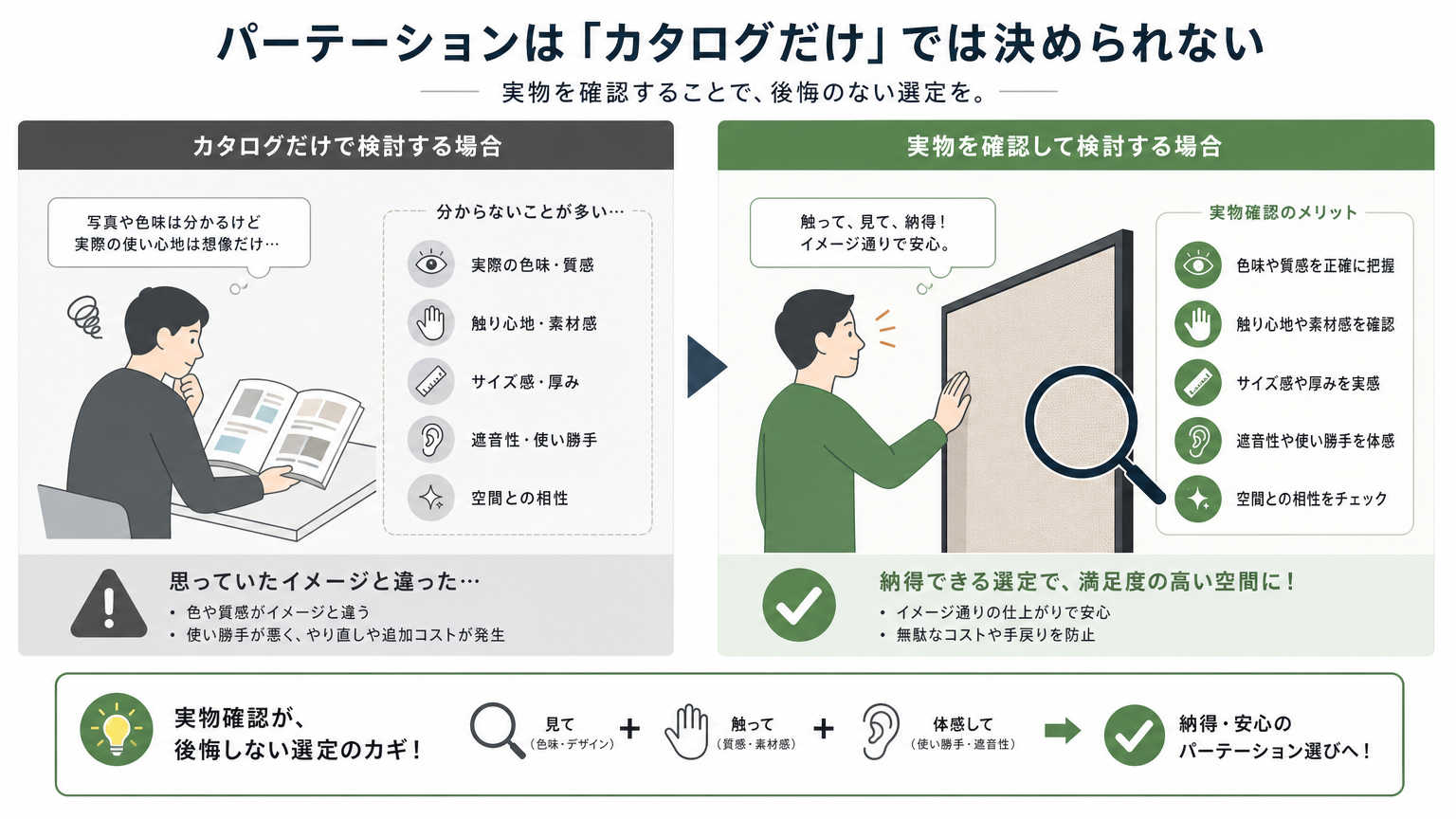 パーテーションを選ぶ際に実物を見ることが重要な理由