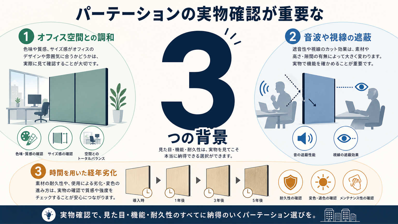 パーテーションで実物確認が特に重要視される背景