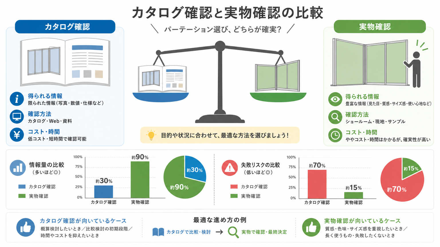 カタログ確認と実物確認の比較